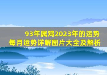 93年属鸡2023年的运势每月运势详解图片大全及解析