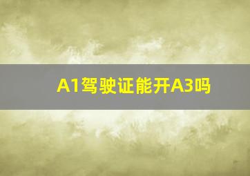 A1驾驶证能开A3吗