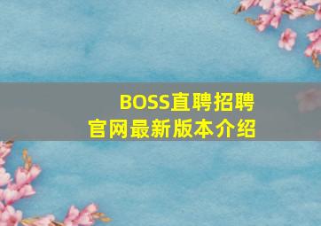 BOSS直聘招聘官网最新版本介绍