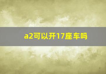 a2可以开17座车吗