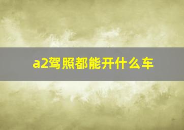 a2驾照都能开什么车