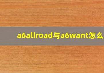 a6allroad与a6want怎么选