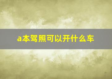 a本驾照可以开什么车