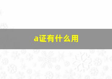 a证有什么用