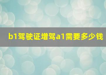 b1驾驶证增驾a1需要多少钱