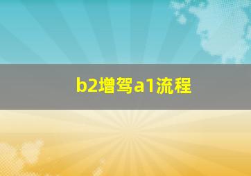 b2增驾a1流程