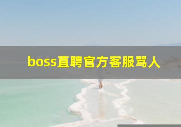 boss直聘官方客服骂人