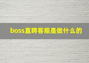 boss直聘客服是做什么的