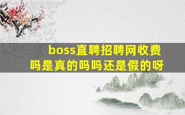 boss直聘招聘网收费吗是真的吗吗还是假的呀