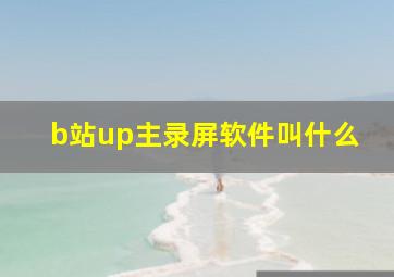 b站up主录屏软件叫什么