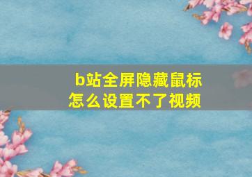 b站全屏隐藏鼠标怎么设置不了视频