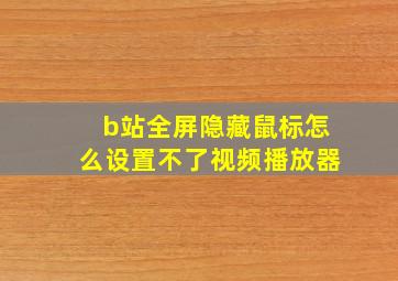 b站全屏隐藏鼠标怎么设置不了视频播放器