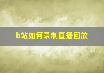 b站如何录制直播回放