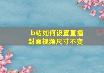 b站如何设置直播封面视频尺寸不变