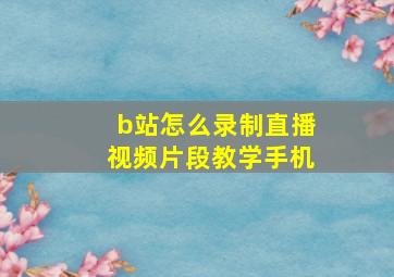 b站怎么录制直播视频片段教学手机