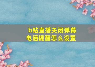 b站直播关闭弹幕电话提醒怎么设置