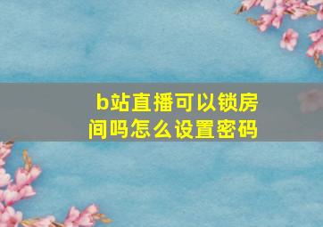 b站直播可以锁房间吗怎么设置密码