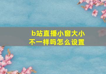 b站直播小窗大小不一样吗怎么设置