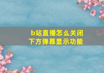 b站直播怎么关闭下方弹幕显示功能