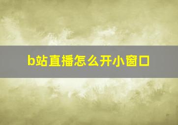 b站直播怎么开小窗口