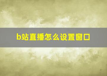 b站直播怎么设置窗口