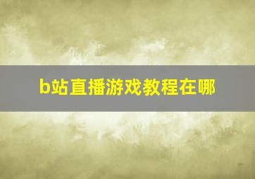 b站直播游戏教程在哪