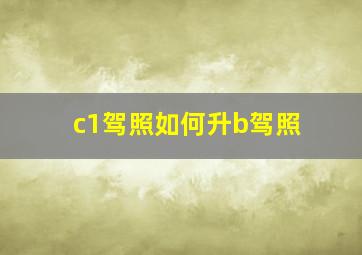 c1驾照如何升b驾照