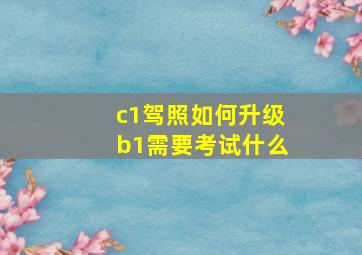 c1驾照如何升级b1需要考试什么