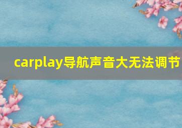 carplay导航声音大无法调节