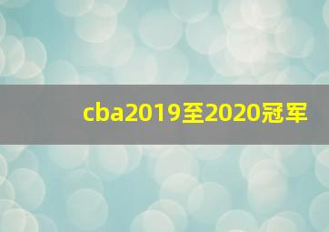 cba2019至2020冠军