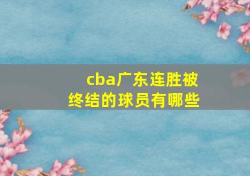 cba广东连胜被终结的球员有哪些