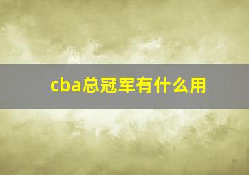 cba总冠军有什么用