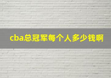 cba总冠军每个人多少钱啊