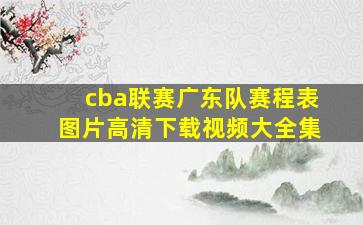 cba联赛广东队赛程表图片高清下载视频大全集