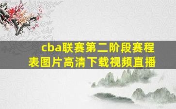 cba联赛第二阶段赛程表图片高清下载视频直播