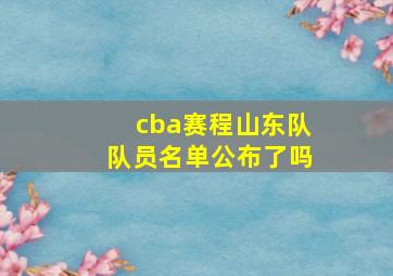 cba赛程山东队队员名单公布了吗