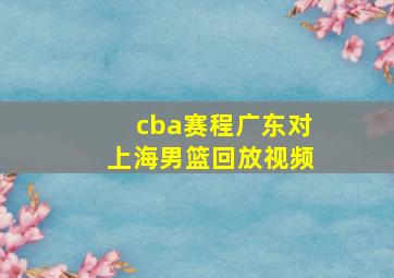 cba赛程广东对上海男篮回放视频