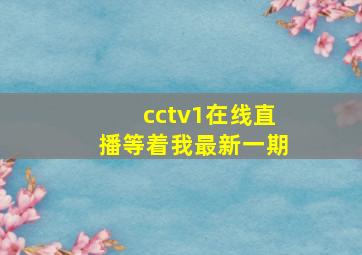 cctv1在线直播等着我最新一期