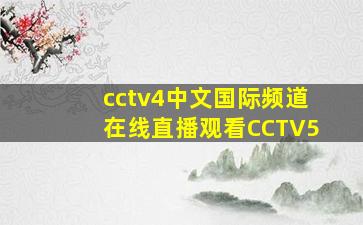 cctv4中文国际频道在线直播观看CCTV5