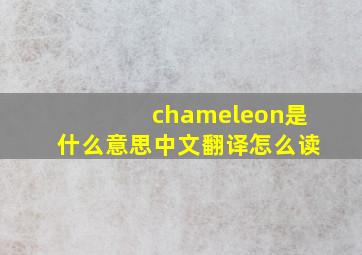 chameleon是什么意思中文翻译怎么读