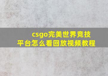 csgo完美世界竞技平台怎么看回放视频教程