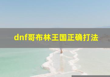 dnf哥布林王国正确打法