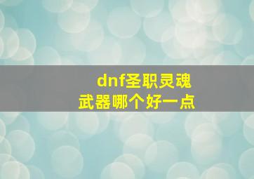 dnf圣职灵魂武器哪个好一点