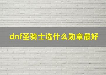 dnf圣骑士选什么勋章最好