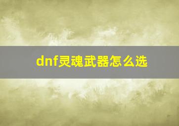 dnf灵魂武器怎么选