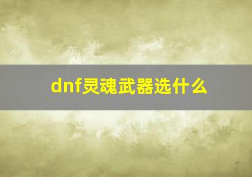 dnf灵魂武器选什么