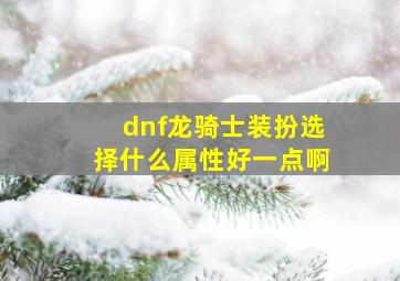 dnf龙骑士装扮选择什么属性好一点啊