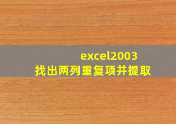 excel2003找出两列重复项并提取