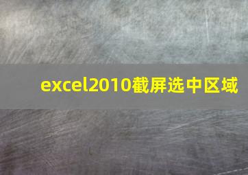 excel2010截屏选中区域