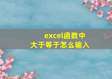 excel函数中大于等于怎么输入